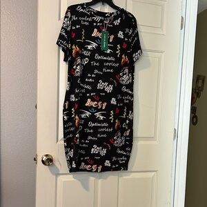 SHEIN Black Graphic Midi Dress